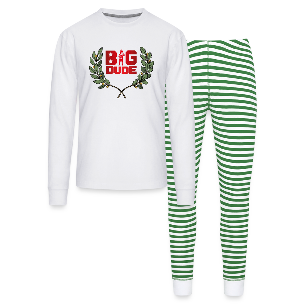 LOGO Unisex Pajama Set - white/green stripe
